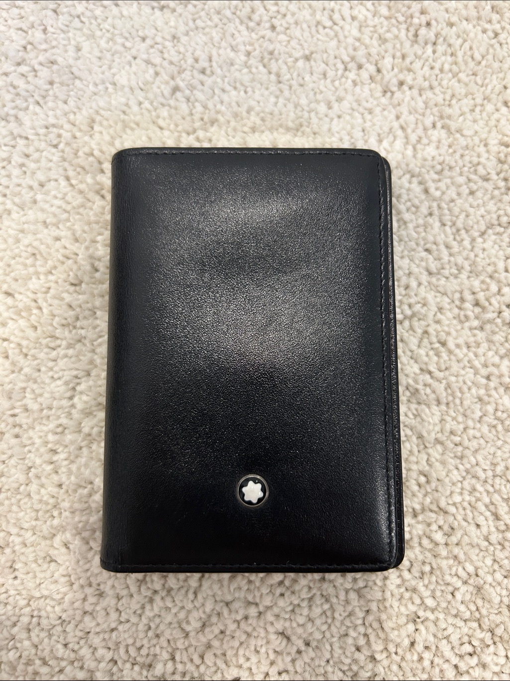 Montblanc Black Leather Travel Wallet With White Star Emblem